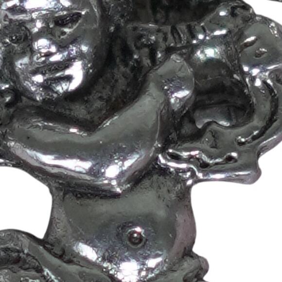 Avon Cherub Scatter Pin Silver Tone Pinback Button Brooch Angelcore Holiday EUC - Picture 9 of 11